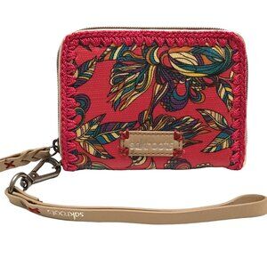 Sakroots Peace Artist Circle Zip Wallet Wristlet Birds Colorful Boho w Strap